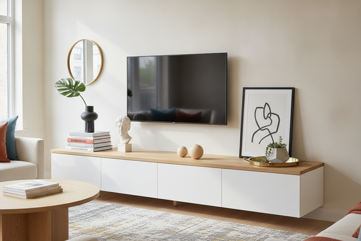 3 Rules for Styling a Wooden TV Stand White (Without Looking Farmhouse)