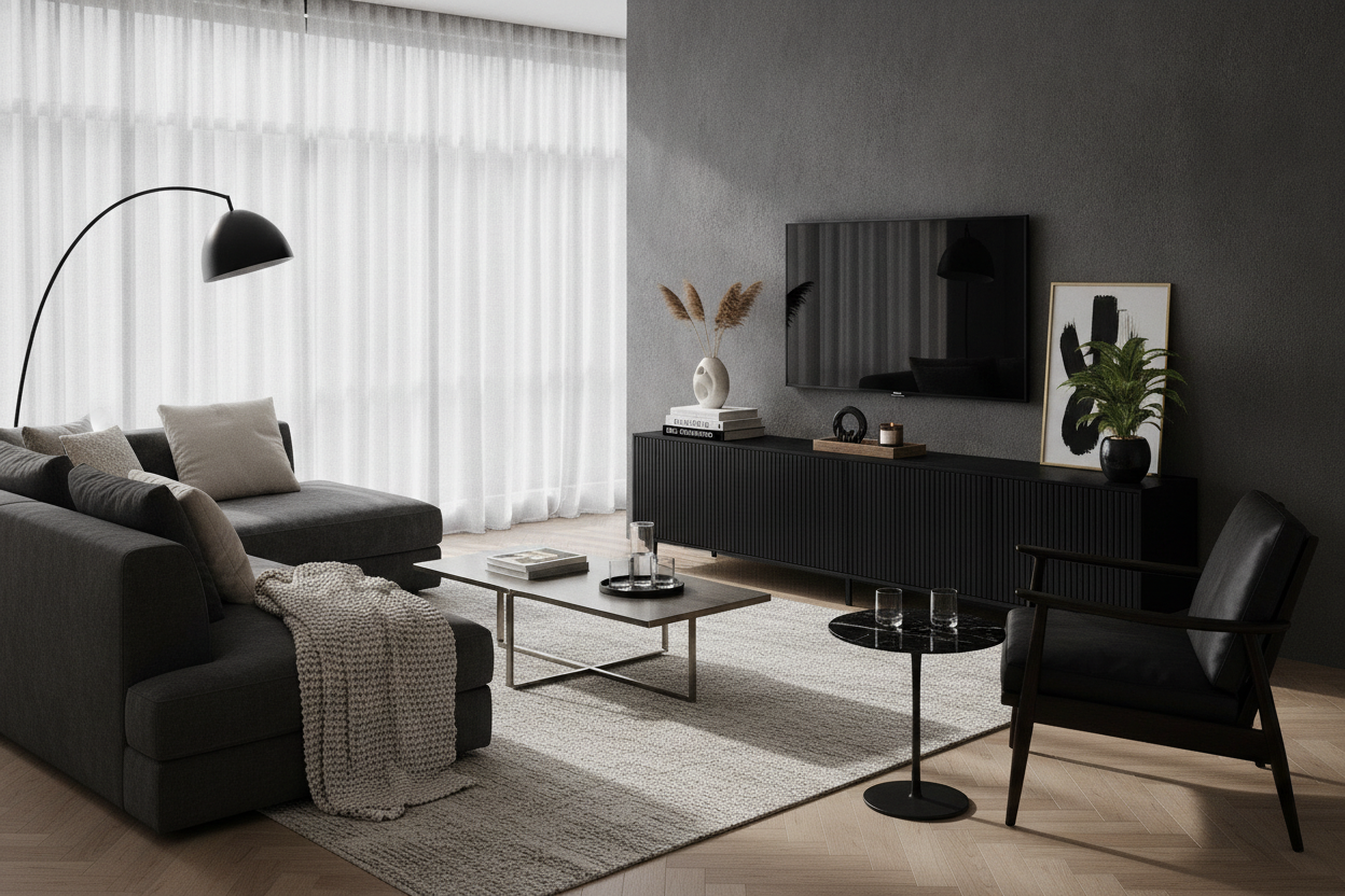 How to Keep a Black Stand for TV From Looking Like a Dorm Room