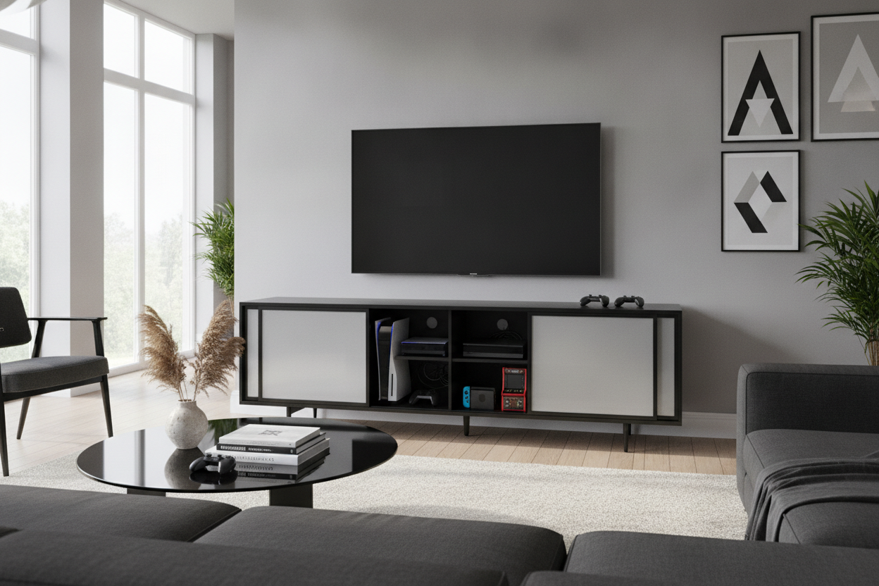I Hid 4 Gaming Consoles in a Sliding Door TV Stand Black