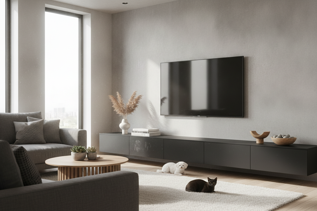 Is a Matte Black TV Stand the Secret to Hiding Fingerprints?