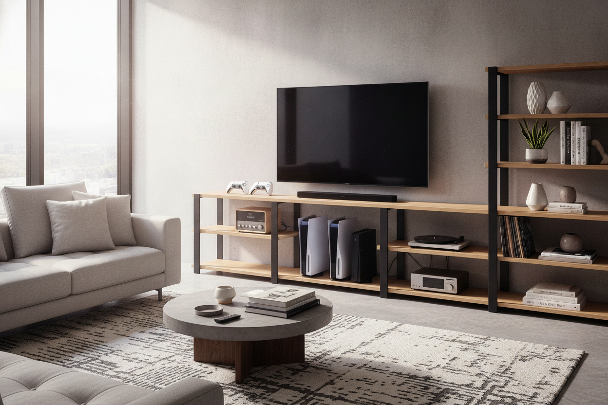 Stop Hiding Your Consoles: Embrace the Open Shelf for TV Stand Look