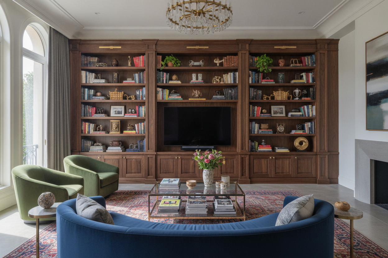 How a TV and Bookcase Wall Unit Fixed My 'Blank Stare' Living Room