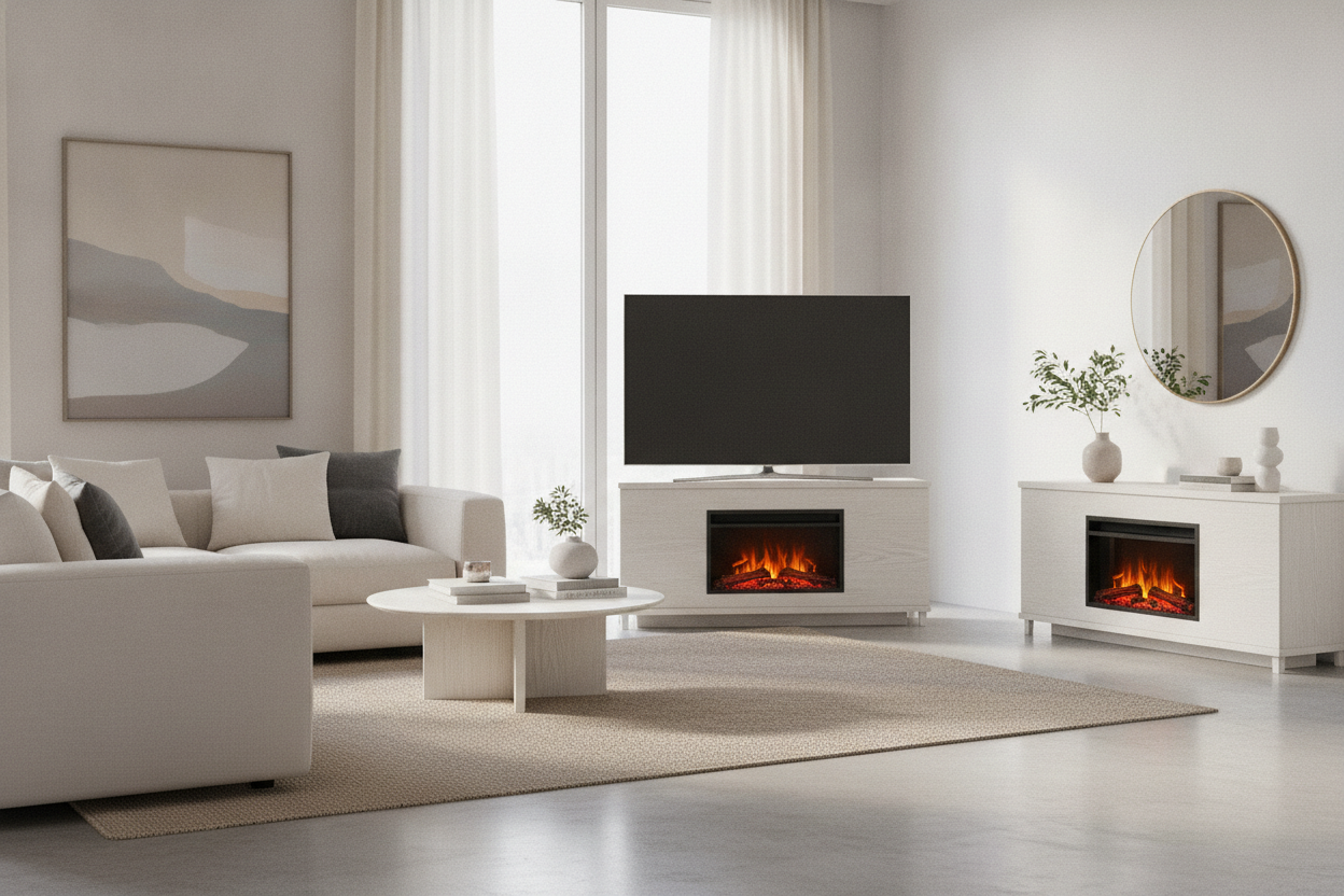 Why I Chose an Off White Electric Fireplace TV Stand Over Pure White