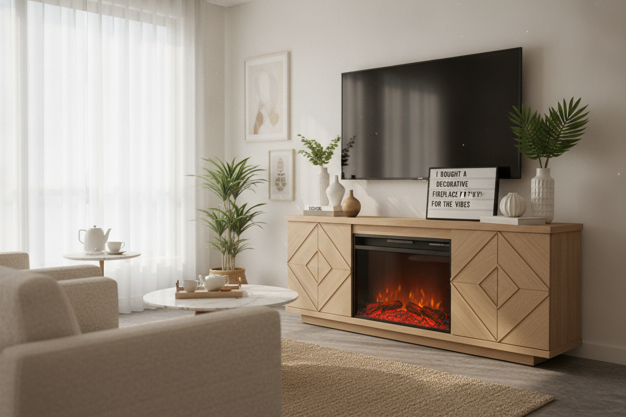 I Bought a Decorative Fireplace TV Stand Purely for the Vibes