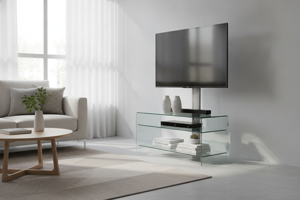 Why a 2-Shelf Glass TV Stand With Mount Cured My Clutter Habit