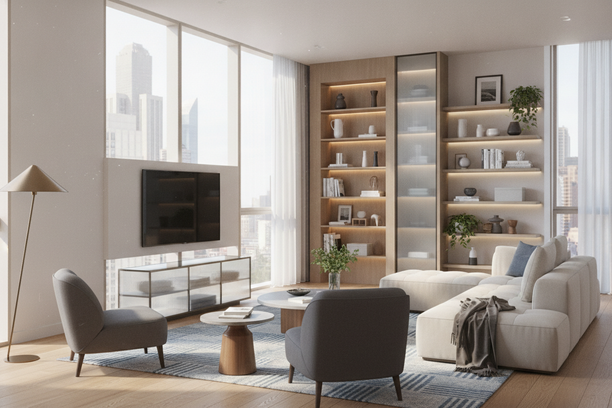 My Absolute Best Buy: TV Stand Glass Doors That Blur the Mess