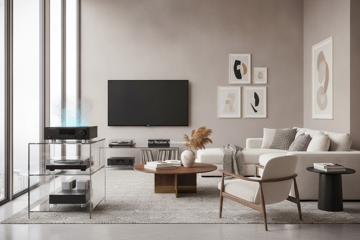 Your Receiver Is Overheating (You Need a Glass Entertainment Shelf)