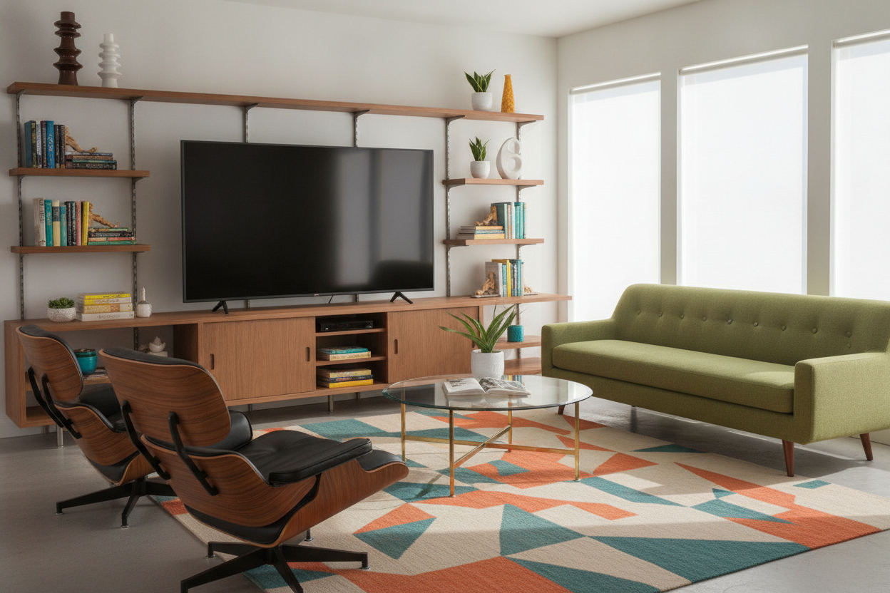 Your 65-Inch Screen Is Ruining Your Mid Century Living Room TV Setup