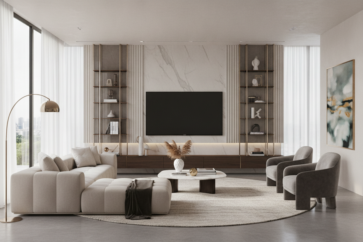 How I Styled a Modern Luxury Living Room With TV (Without Hiding It)