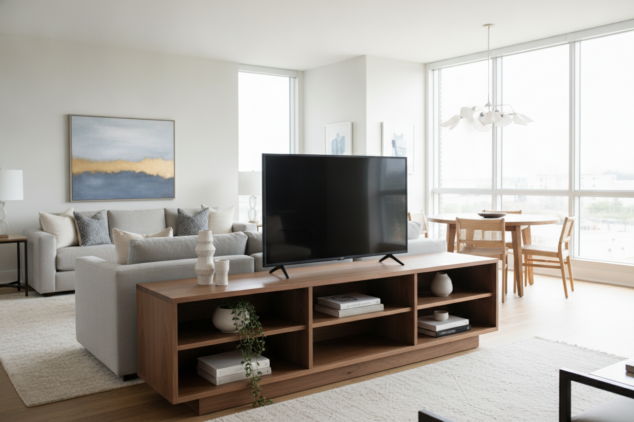 Is a 70 In TV Console the Secret to Fixing an Open Floor Plan?