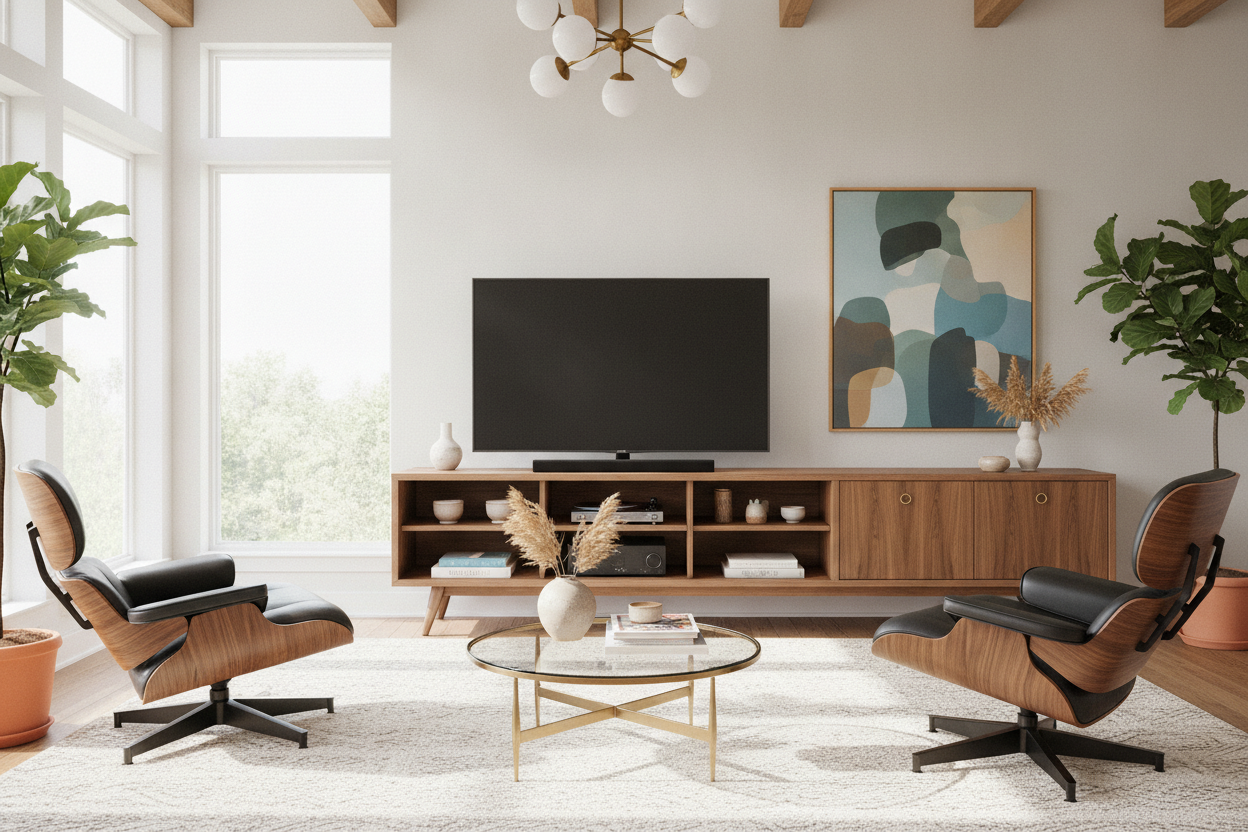 I Finally Found a Mid Century Modern TV Stand 75 Inch TVs Don't Ruin