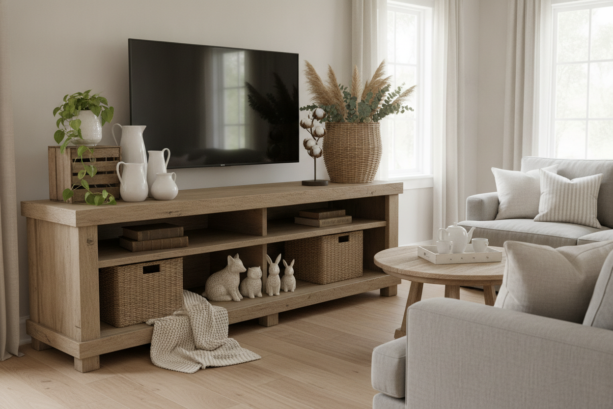 Farmhouse TV Stand Decor Ideas That Aren't Just Mason Jars