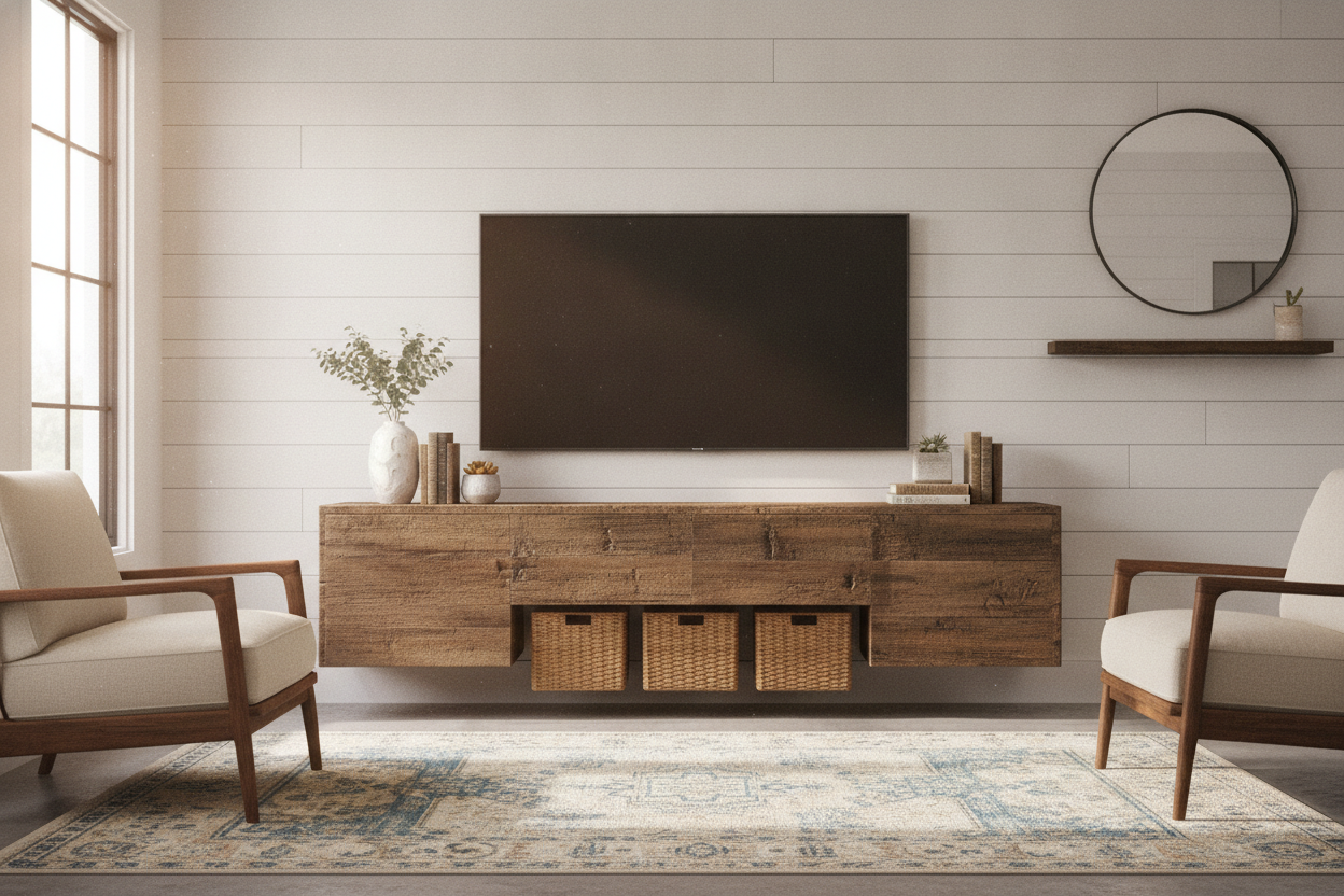 Is a Modern Farmhouse Floating TV Stand Too Heavy for Your Walls?
