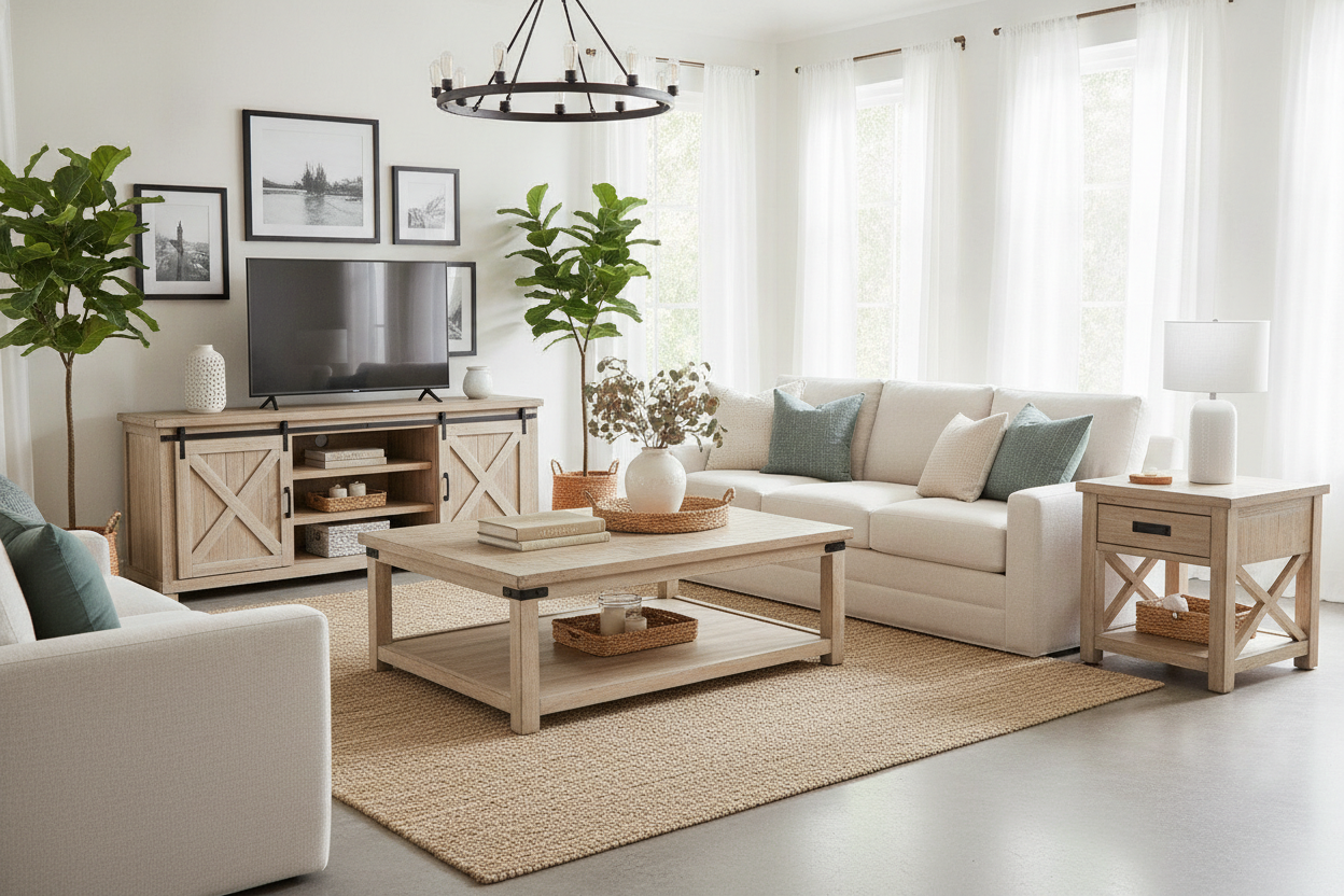 Is a Farmhouse TV Stand and Coffee Table Too Matchy-Matchy?