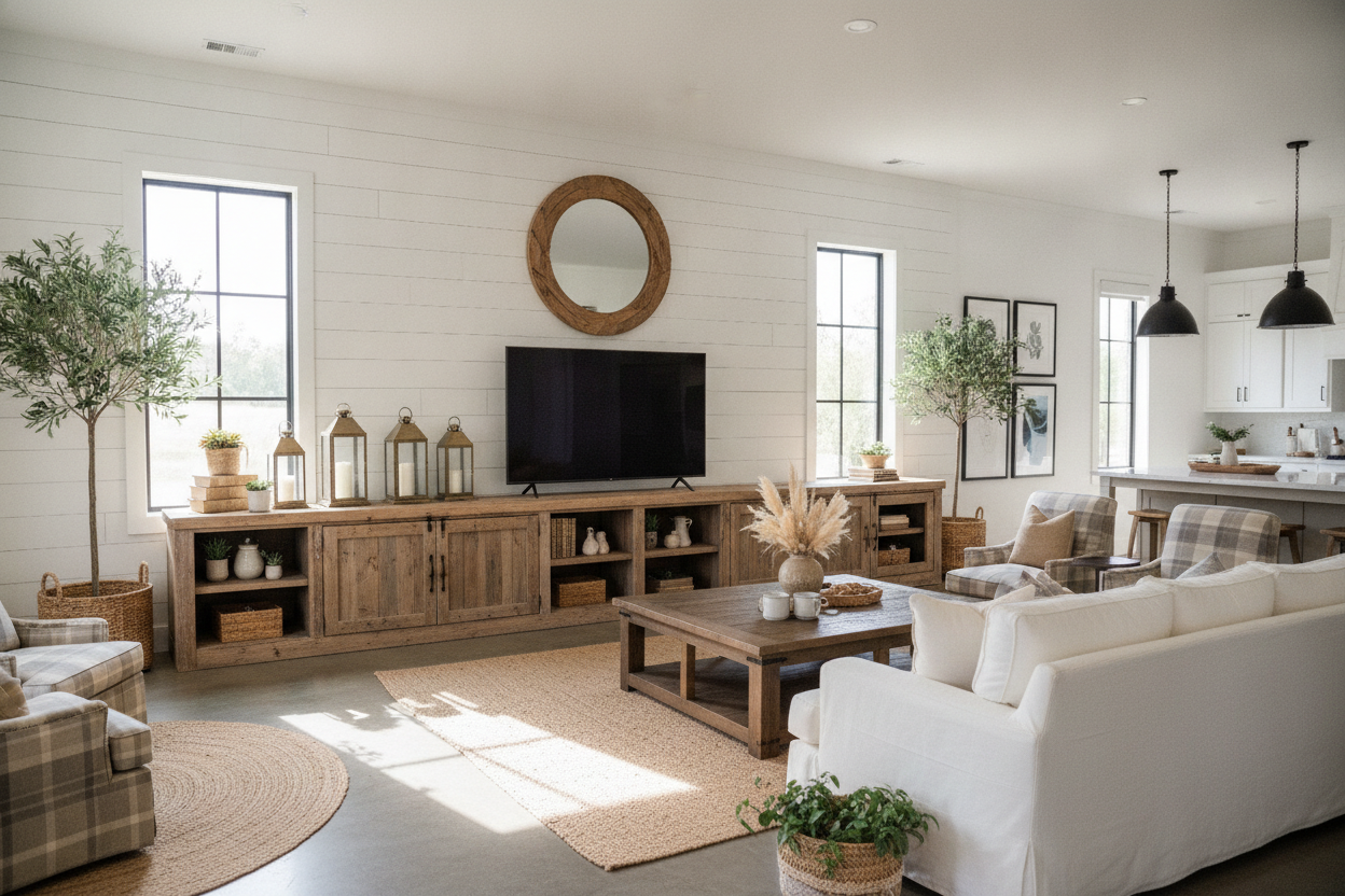 I Googled 'TV Stand Rustic Farmhouse' and It Fixed My Giant Wall