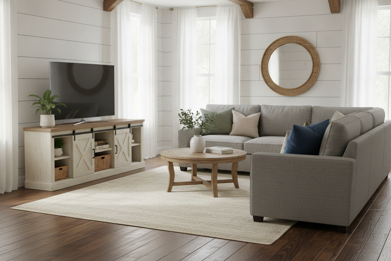 Will a Two Tone Farmhouse TV Stand Clash With Your Floors?
