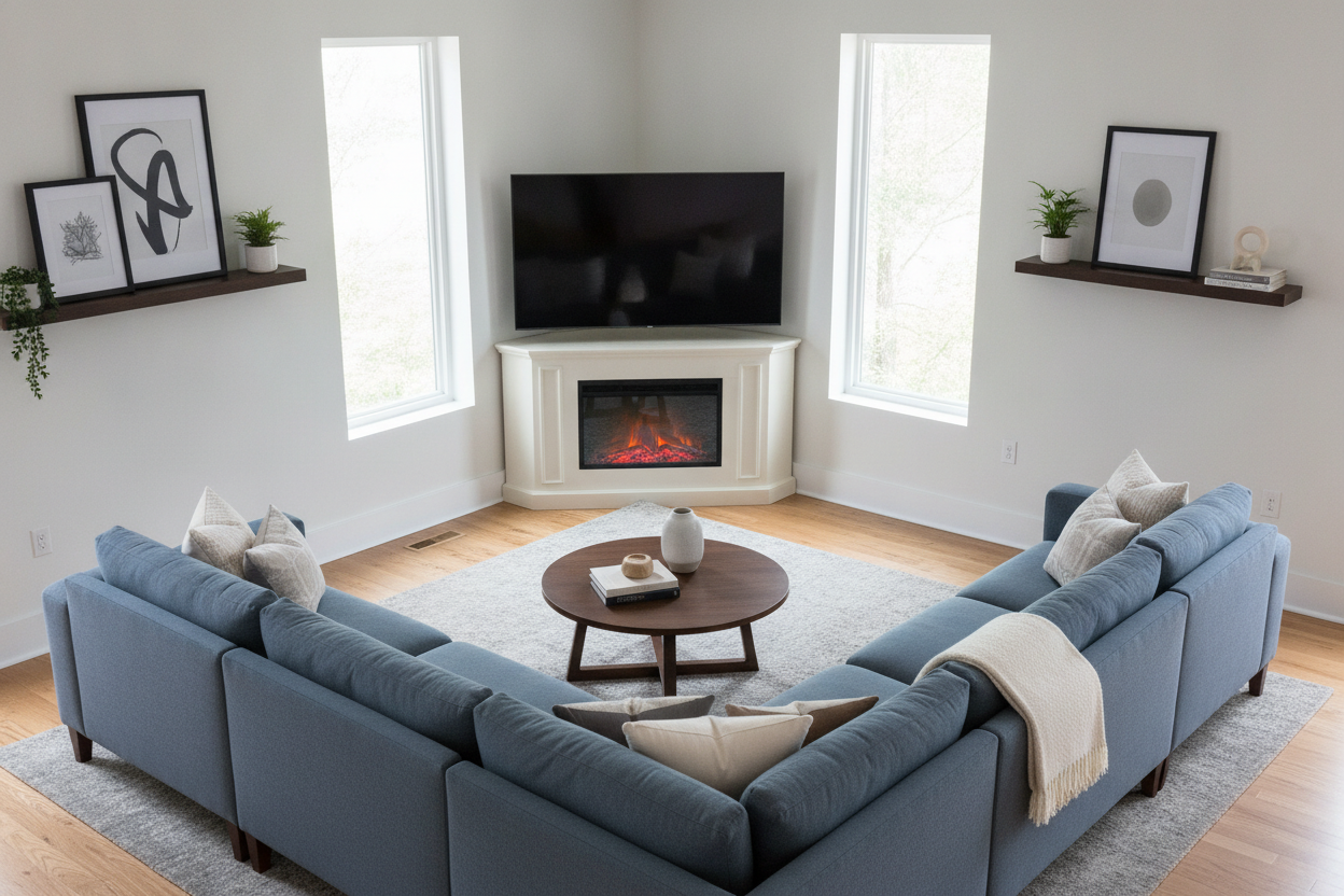 How a 65 Inch Corner Fireplace TV Stand Fixed My Weird Layout