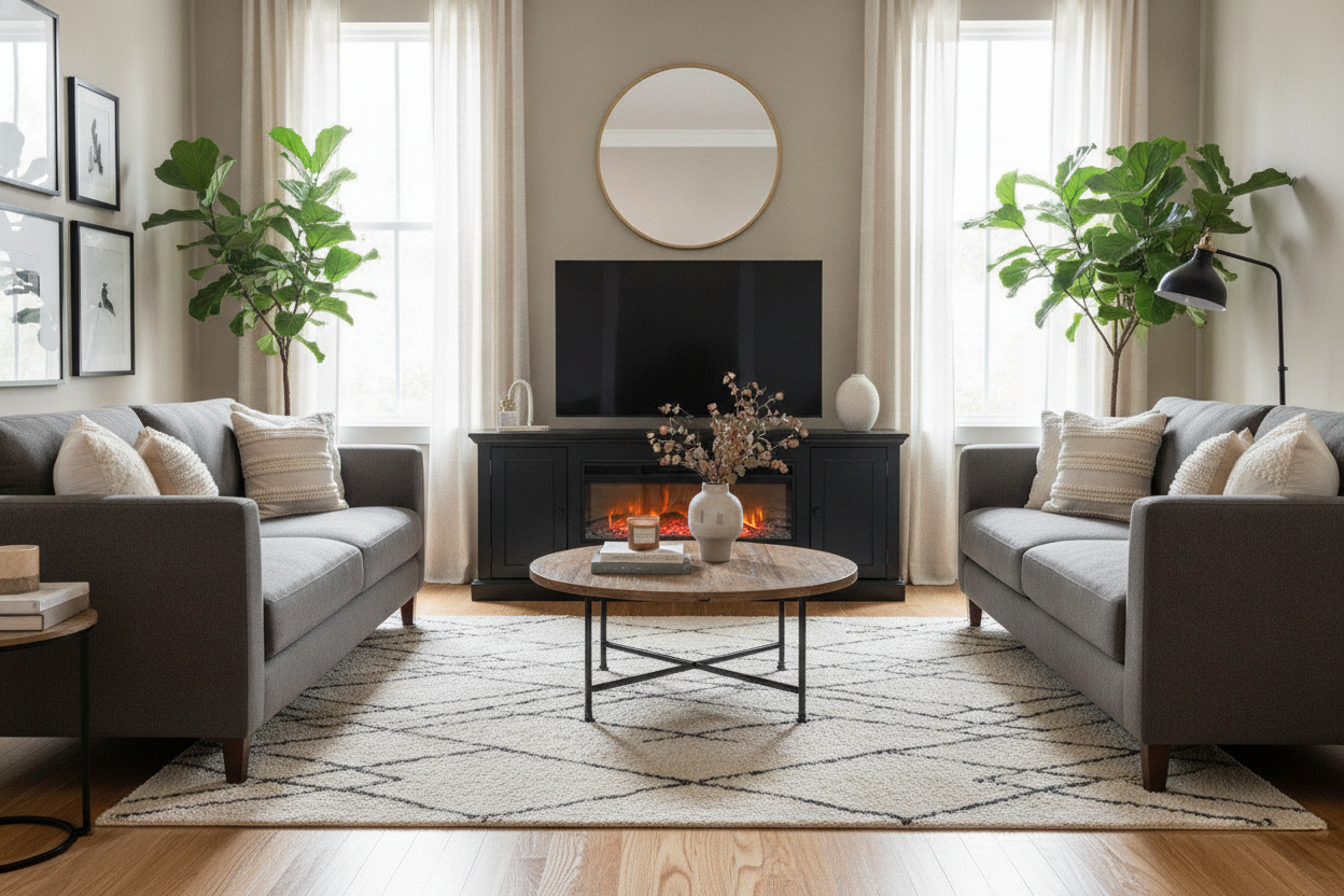 I Swore Off Moody Decor Until I Bought a Black Fireplace TV Stand 70 Inch