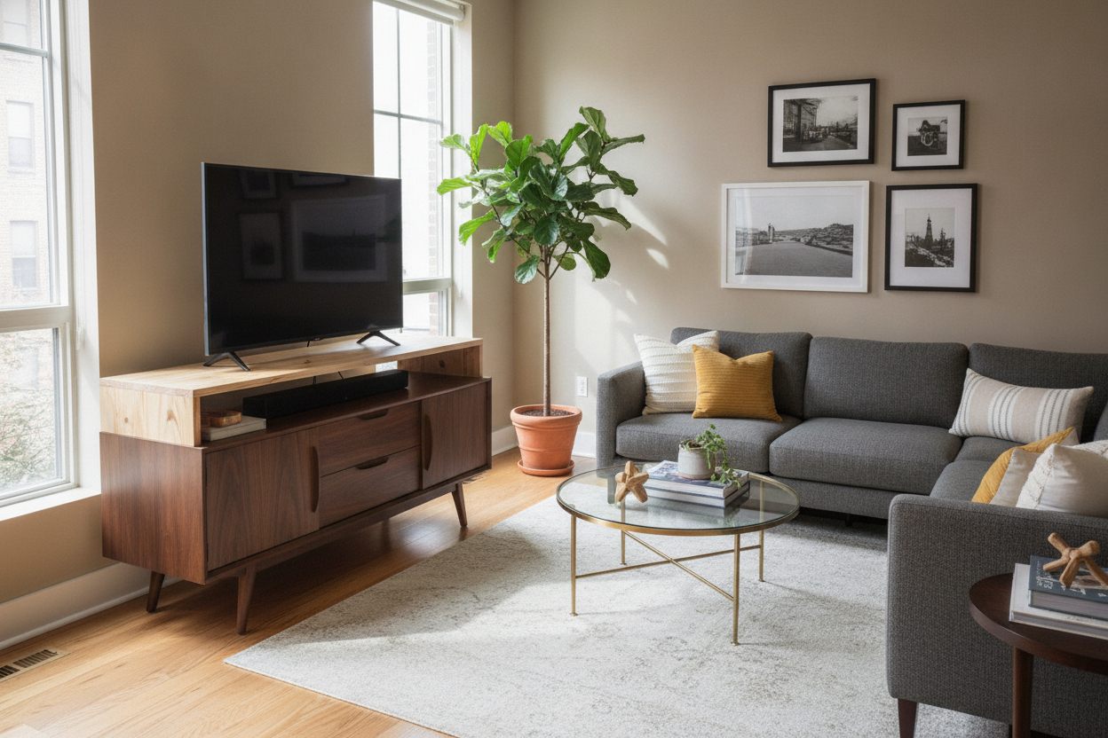 The $40 TV Riser That Saved My Mid-Century Credenza