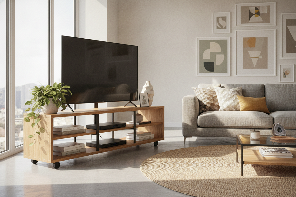 How to Style a Mobile Television Stand (Without the Hospital Vibe)