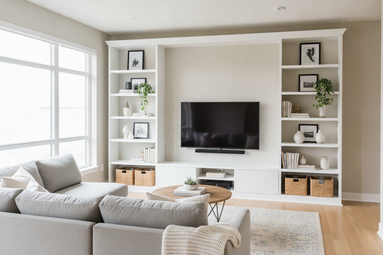 How I Faked Built-Ins With a TV Stand for Entertainment Center