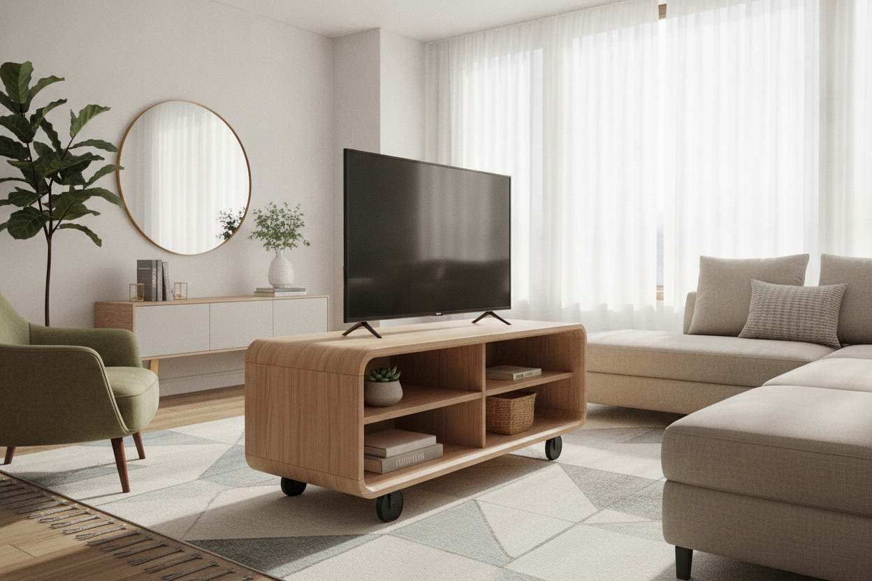A Wheeled TV Stand Cured My Living Room Layout Paralysis