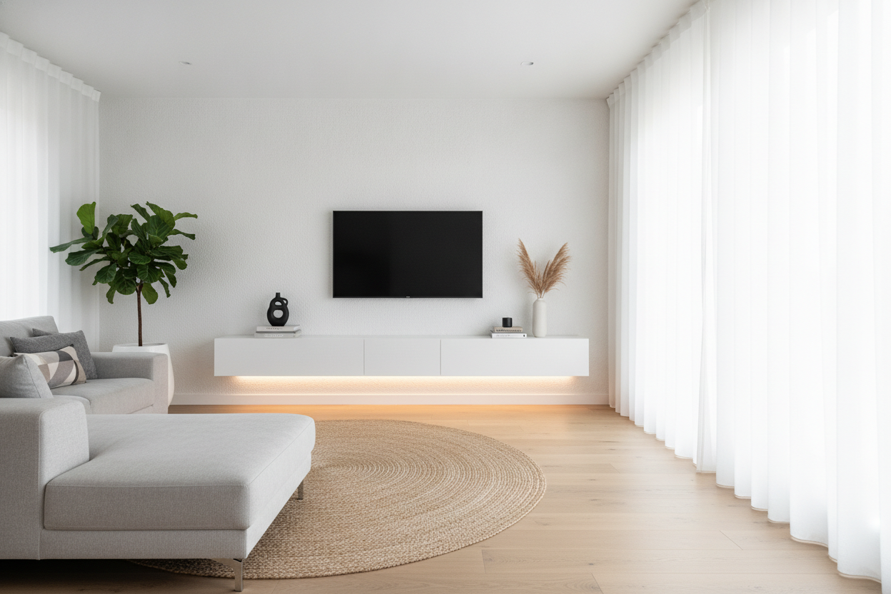 Why Your Dark Living Room Begs for a 70 Inch TV Stand White Console