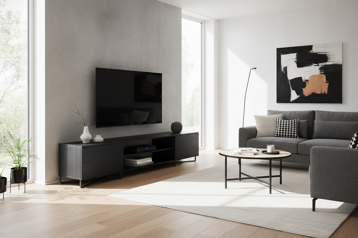 Stop Trying to Hide Your TV: Buy a Black Wood TV Stand Instead