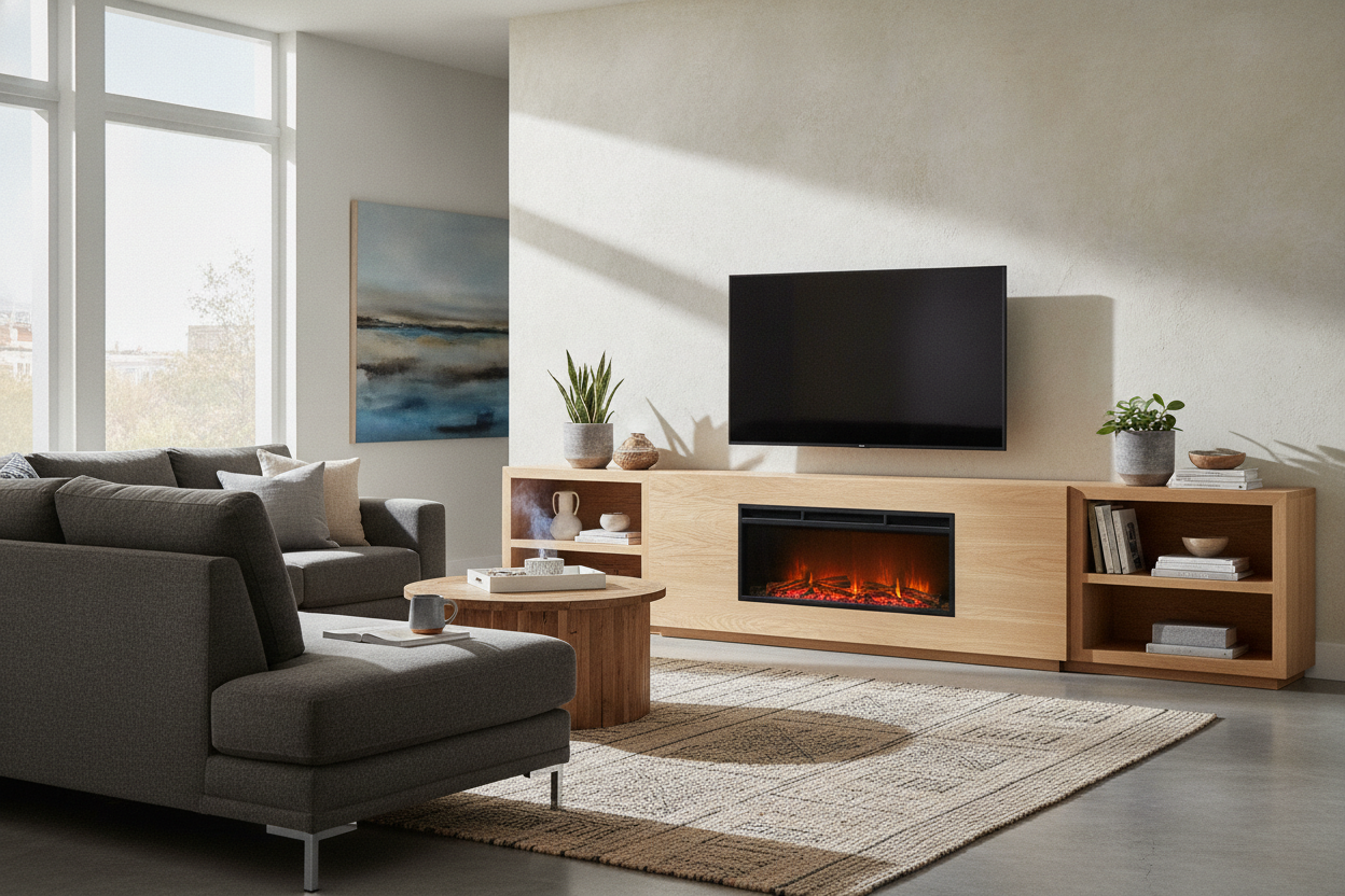 Are Oak Fireplace TV Stands Actually Cool Again?