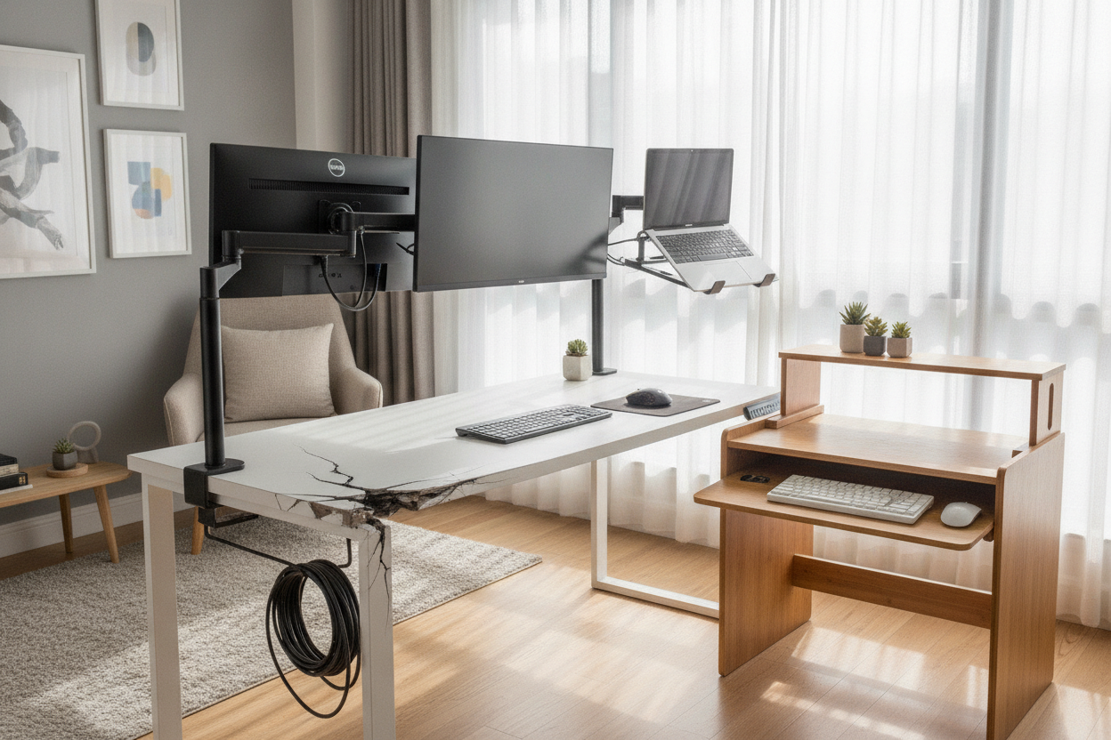 Please Stop Clamping Heavy Standing Desk Attachments to Cheap Laminate