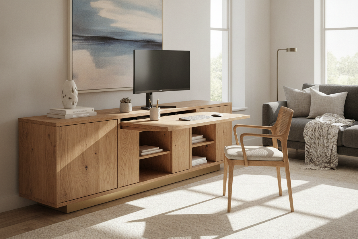 Why Pivot Desks Are the Secret to Hiding Your Home Office