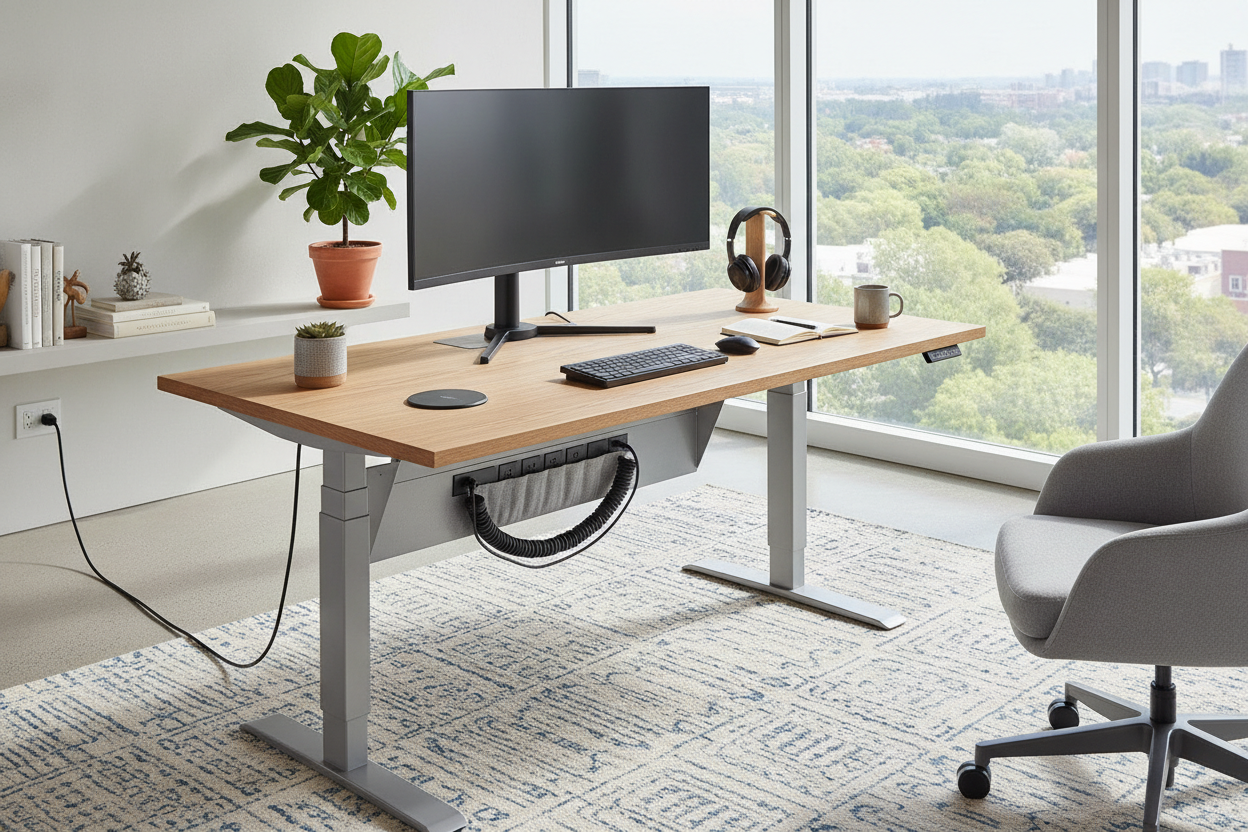 Stop Buying Power Strips: Get an Adjustable Desk With Charging Station