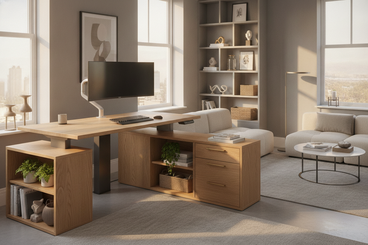 The Corner Standing Desk Guide: Workstation Geometry, Vertical Lift Dynamics, and Room Storage Integration
