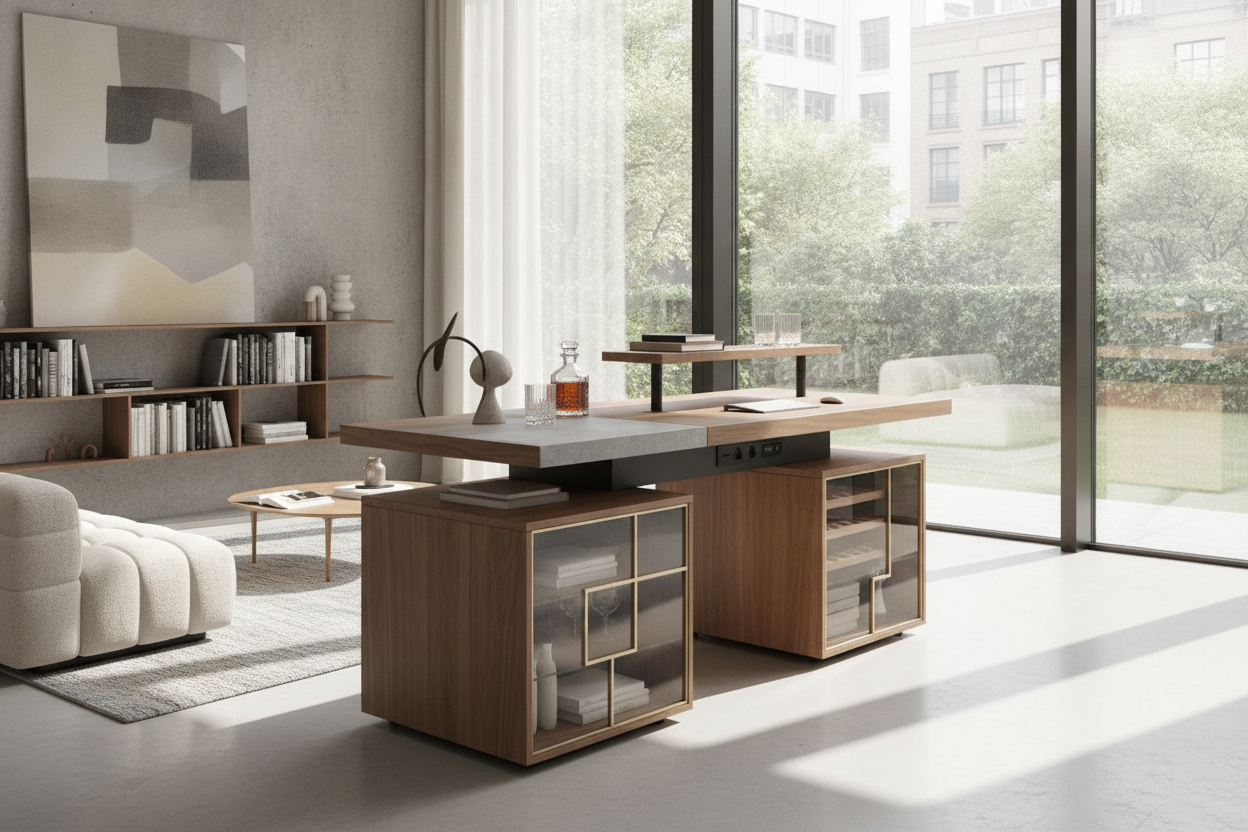 The Table Bar Desk Planning Guide: Dual-Purpose Geometry, Elevated Workflow, and Multi-Zone Storage Integration