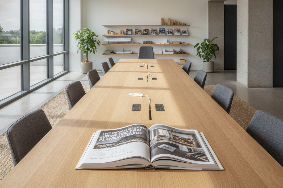 The Bench Desking Architectural Planning Guide: Shared Frames, Spatial Footprints, and Workspace Storage Integration