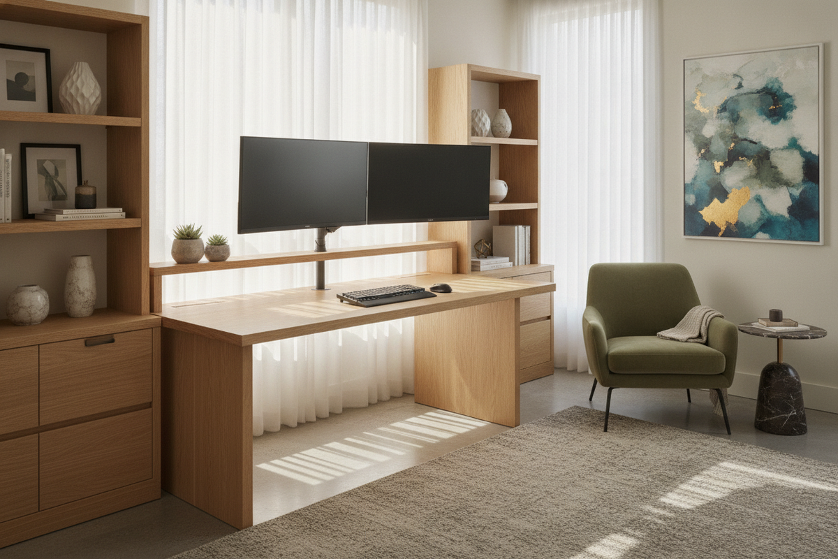 Dual Monitor Desk Setup Guide: Layout Ideas, Desk Sizing Tiers, and Clutter-Free Storage