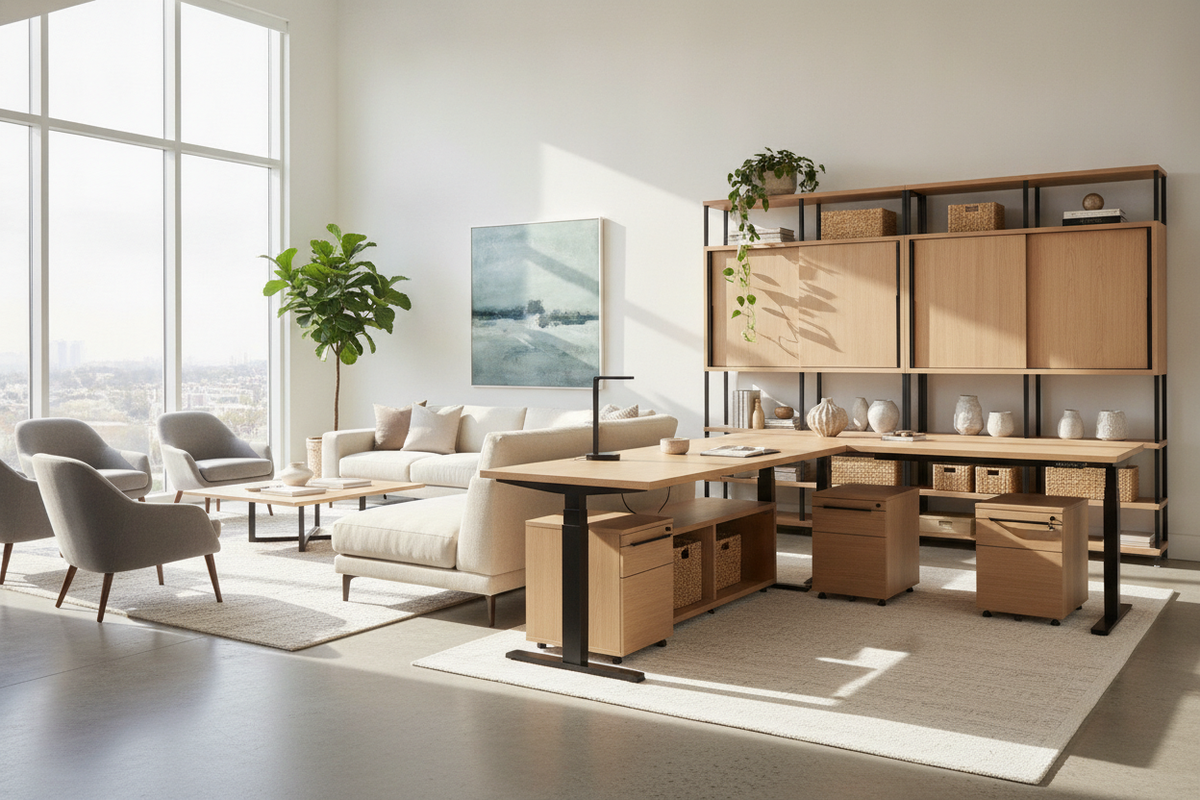 The Rise Desk Architectural Guide: Frame Mechanics, Sizing Tiers, and Office Storage Integration