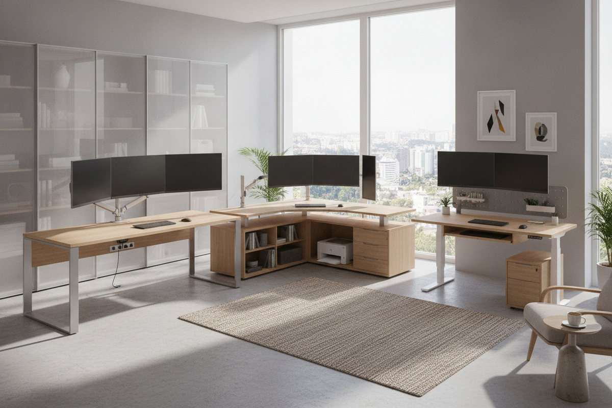 The Best Computer Desks for Multiple Monitors Guide: Dimensional Tiers, Layout Geometries, and Storage Architecture