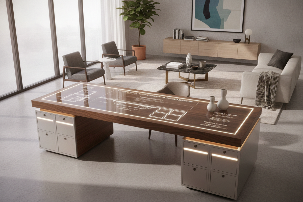 The V-Shaped Desk Architectural Planning Blueprint: Wrap Geometry, Cockpit Sizing Tiers, and Modular Storage Integration