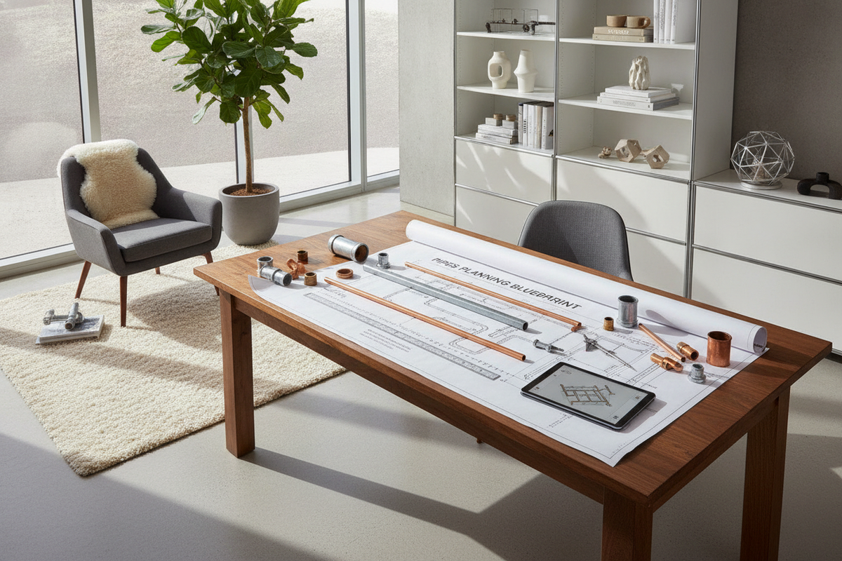 Desk with Pipes Planning Blueprint: Structural Archetypes, Hardware Standards, Spatial Clearances, and Office Storage Integration