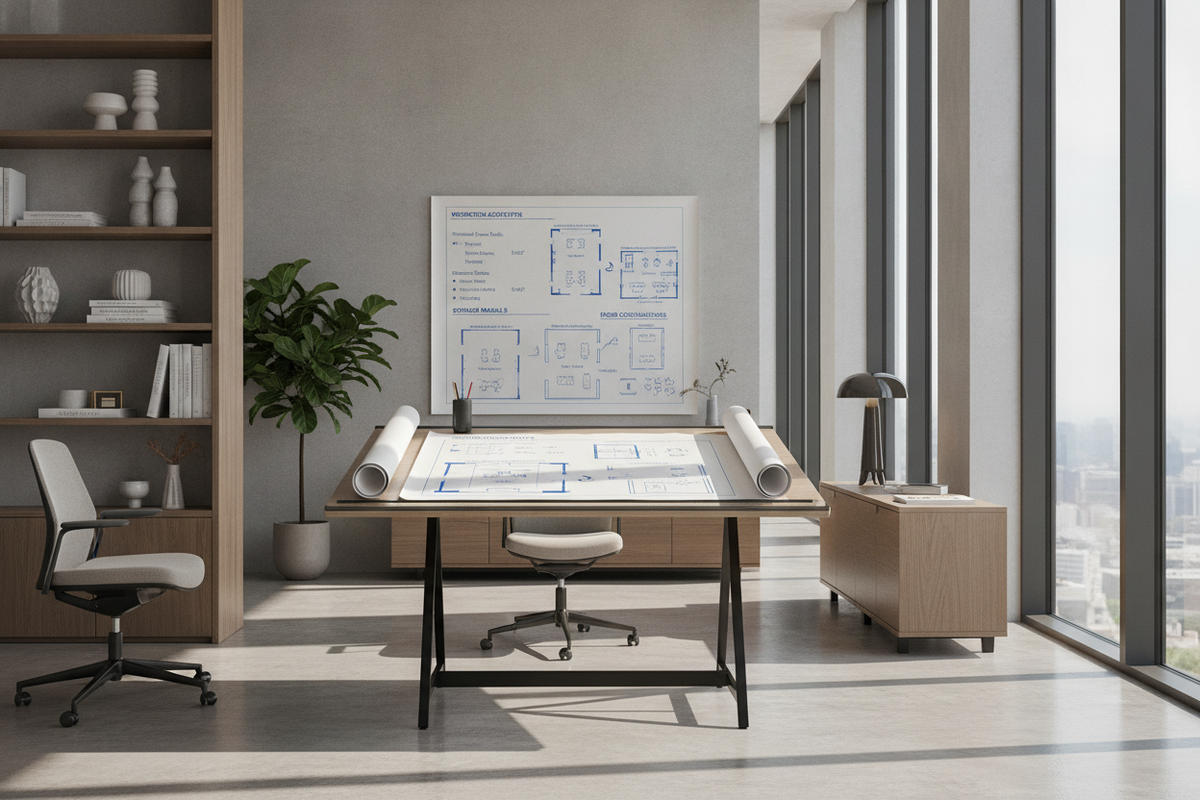Desk and Office Furniture System Blueprint: Workstation Archetypes, Storage Modules, Footprint Planning, and Room Coordination