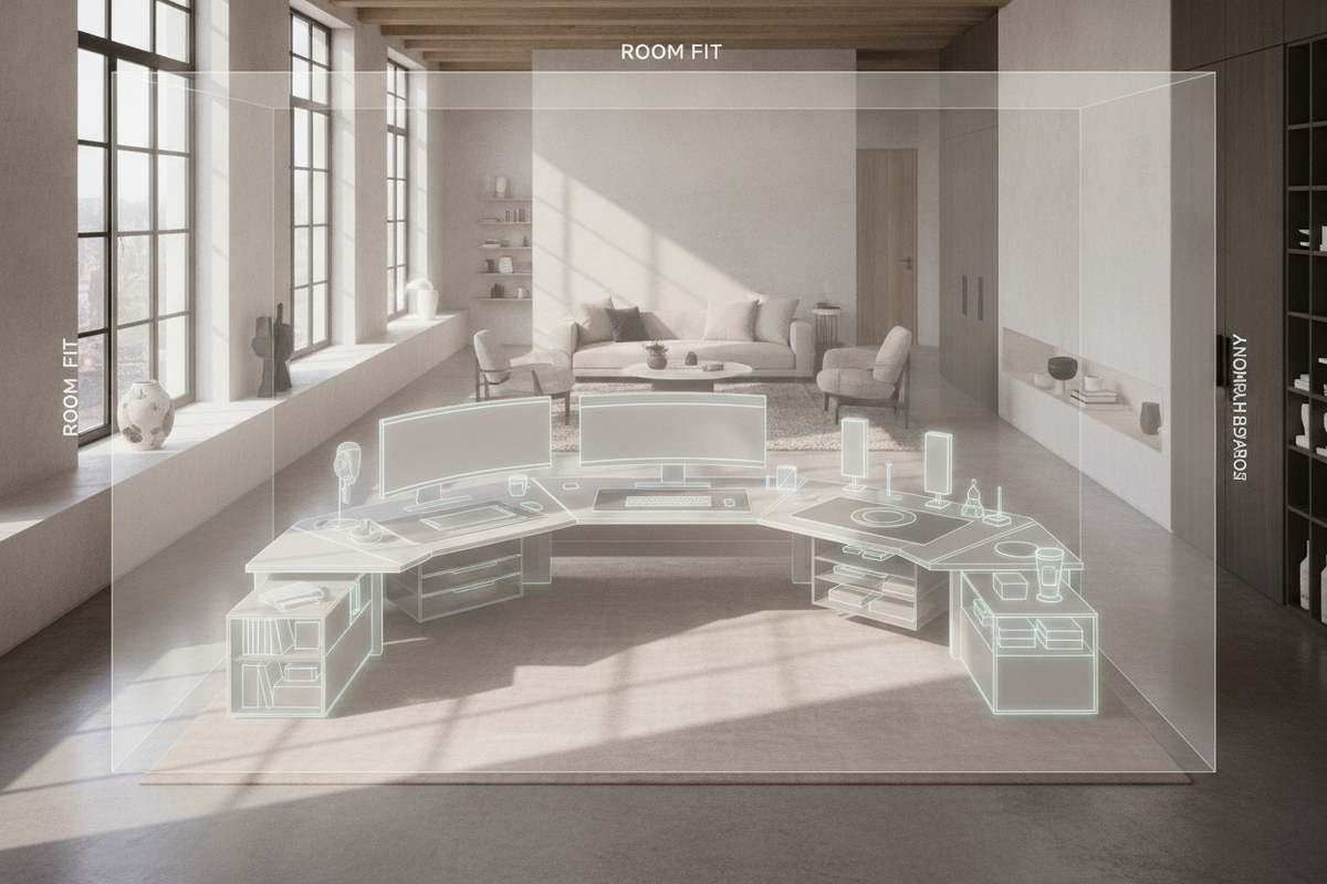 Extra Large Standing Desk Blueprint: Dimensional Scale Tiers, Multi-Zone Surface Geometry, Room Fit, and Storage Harmony
