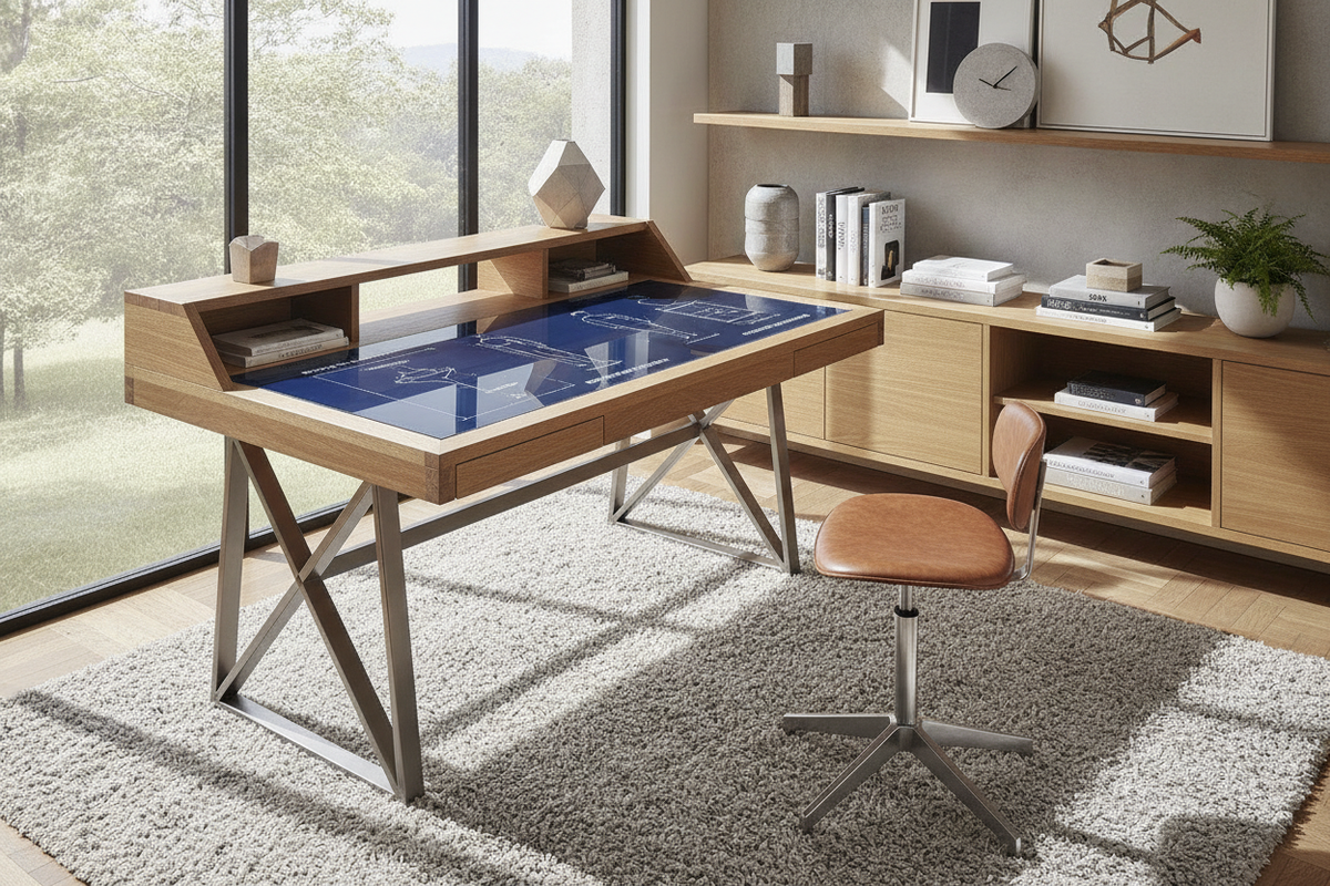 Fixed-Height Standing Desk Blueprint: Structural Stability, Spatial Proportions, Drafting Stool Synergy, and Cabinetry Integration