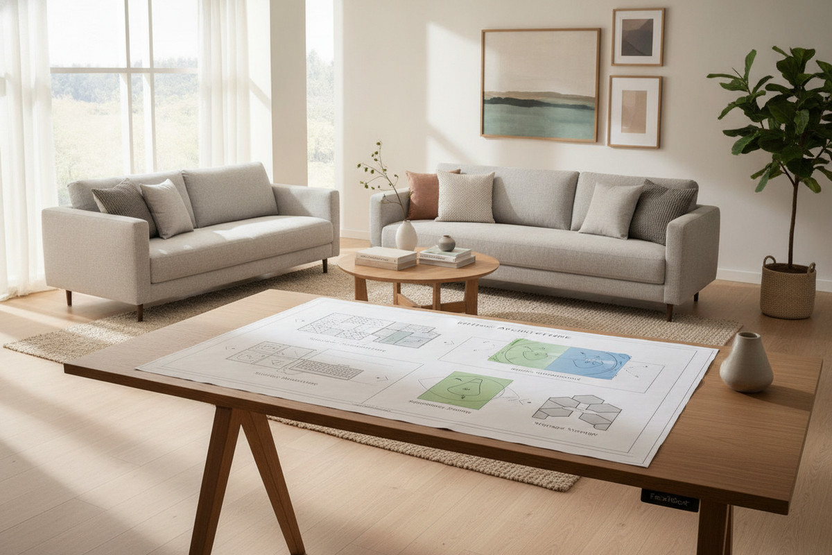FlexiSpot Seiffen Laminated Standing Desk Blueprint: Surface Architecture, Kinetic Clearances, Ergonomic Zoning, and Storage Synergy
