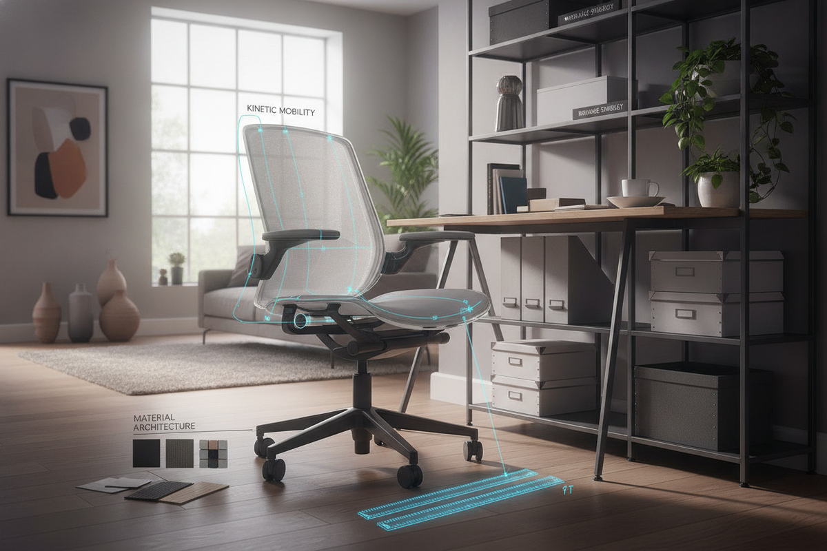 Flexible Desk Chair Blueprint: Kinetic Mobility, Dimensional Scale, Material Architecture, and Workspace Storage Synergy