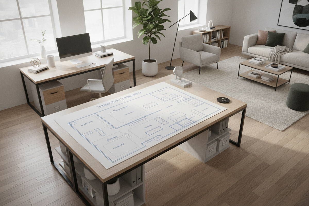 L-Shaped Desk Layout Blueprint: Strategic Room Configurations, Functional Work Zones, and Storage Synergy