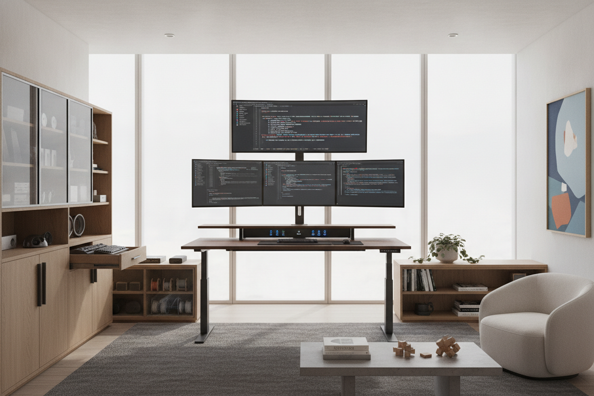 Standing Desk for Programmers: Workspace Architecture, Multi-Monitor Load Tiers, Memory Presets, and Storage Harmony