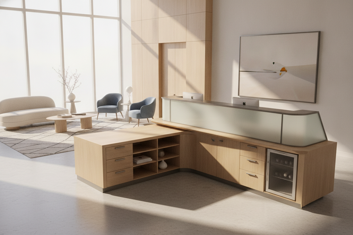 Dimensions of Reception Desk Blueprint: Height Tiers, Spatial Footprints, Counter Geometry, and Storage Architecture