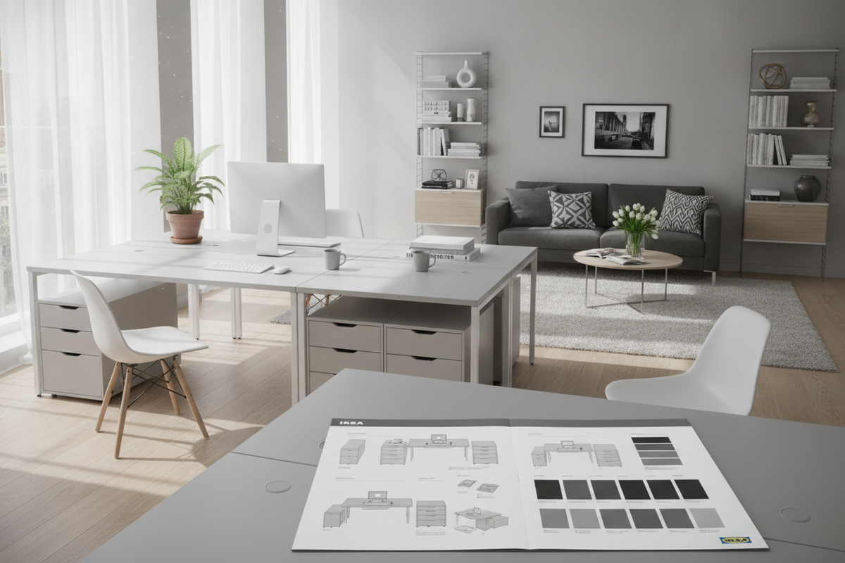 IKEA Desk Grey Planning Guide: Color Tones, Modular Drawers, and Workspace Layouts