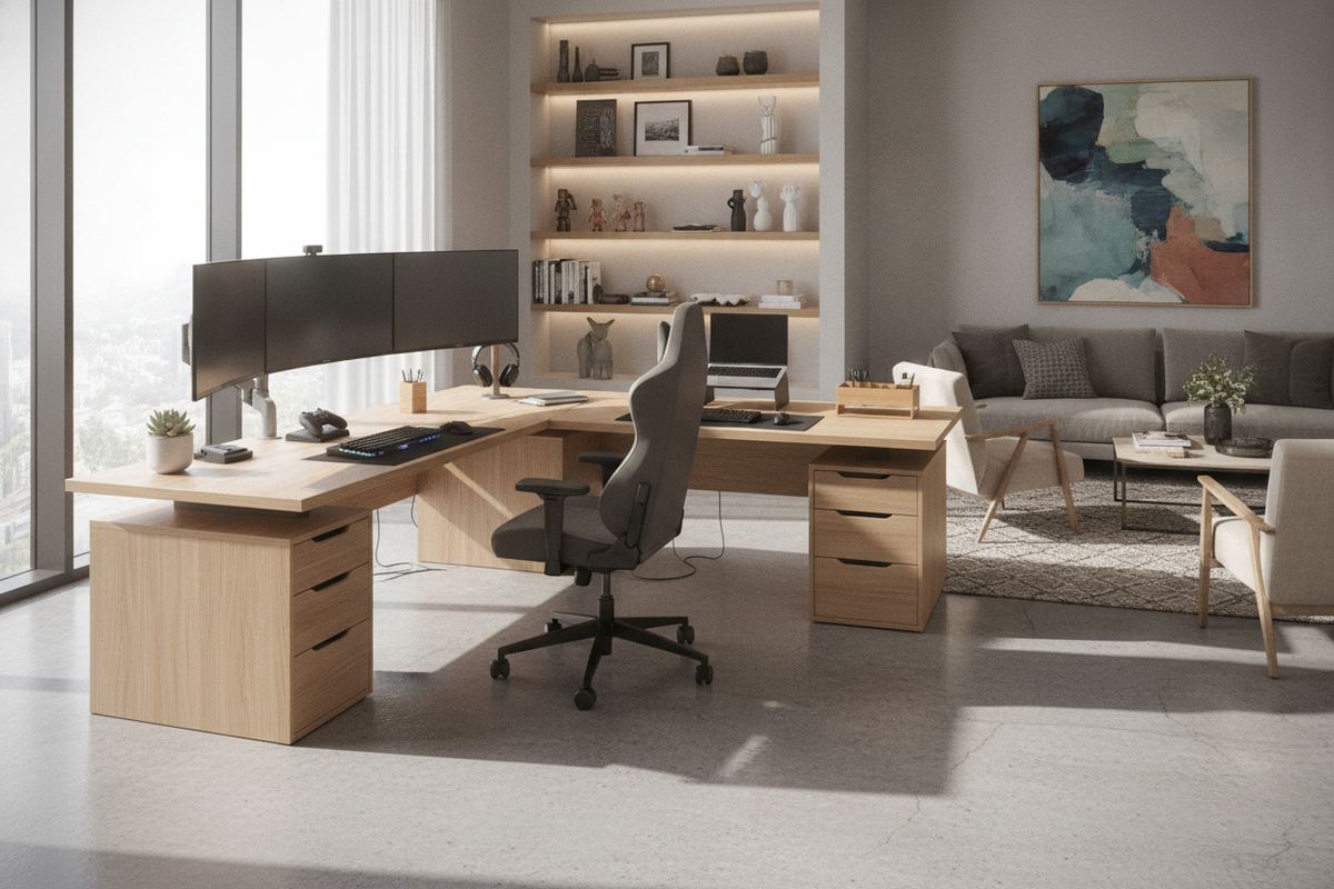 L-Shape Desk Setup Guide: Dual-Zone Layouts, Gaming Configurations, and Workspace Organization